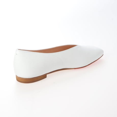 スクエアVカットフラットシューズ / Square v-cut flat shoes L0205（WHITE）