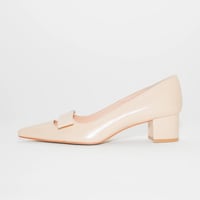 ポインテッドデザインチャンキーパンプス/ Pointed design chunky heel pumps L0280 (BEIGE)