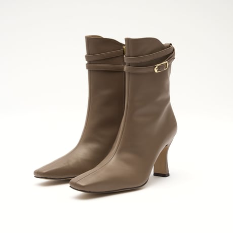 ダブルベルトスリムスクエアショートブーツ/Double Belt Slim Square Short Boots L0284（MOCA）
