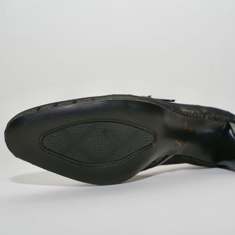 メリージェーンドットチュール六角形ヒールパンプス/mary jane dot tulle  hexagon heel pamps(L0275)BLACK/DOT