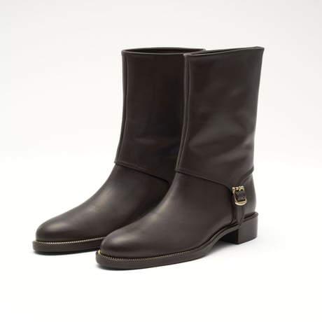 ミドル丈バックルアクセントジョッキーブーツ/middle buckle accent Jockey Boots  L0286（D.BROWN）
