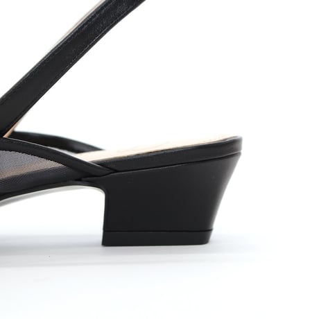 チュールスリングバッグパンプス / tulle slingback pumps L0296 BLACK/C