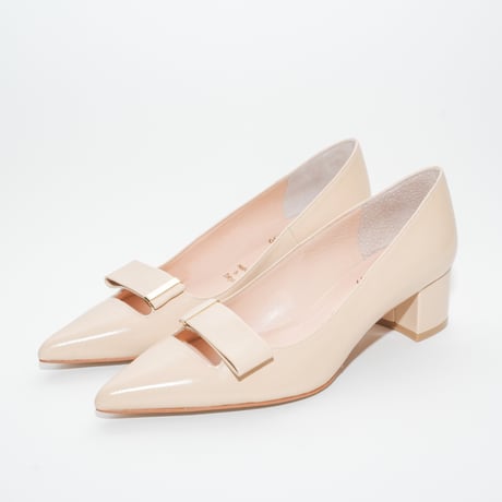 ポインテッドデザインチャンキーパンプス/ Pointed design chunky heel pumps L0280 (BEIGE)