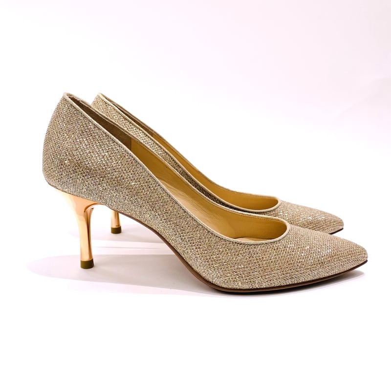 グリッターメッシュメタルヒールパンプス 7cm/Glitter mesh metal heel