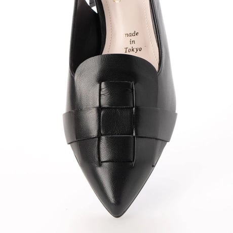 ポインテッドメッシュバックバンドパンプス/Pointed mesh back band pump L0242 (BLACK）
