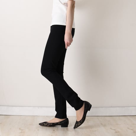 ラインストーンチュールフラットパンプス / Rhinestone tulle flat pumps L0218 (BLACK）