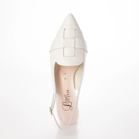 ポインテッドメッシュバックバンドパンプス/Pointed mesh back band pump L0242 (WHITE）