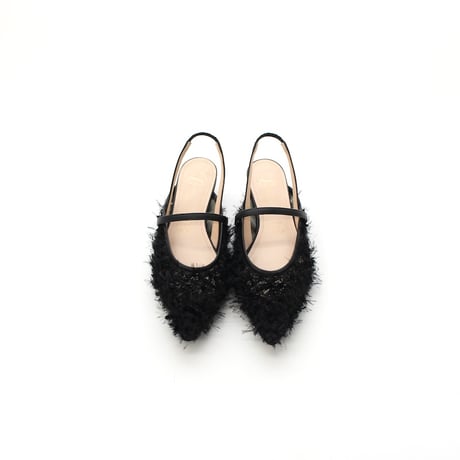 チュールスリングバッグパンプス / tulle slingback pumps L0296 BLACK/F
