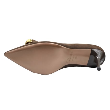 チェーンデザインポインテッドヒールパンプス/Chain design pointed heel pumps L0214 (D.BROWN/S）】