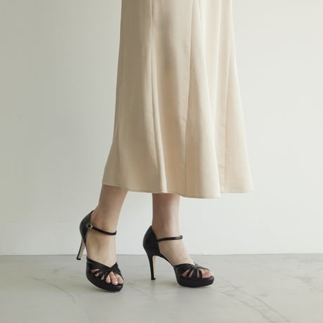 クロスプラットフォームヒールサンダル/ Cross plat form heel sandal L0257 (BLACK）