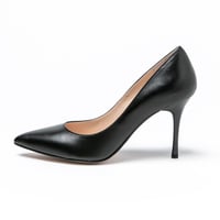 ポインテッドトゥスムースレザーヒールパンプス/Pointed toe smooth leather heel pumps L0209K(BLACK)