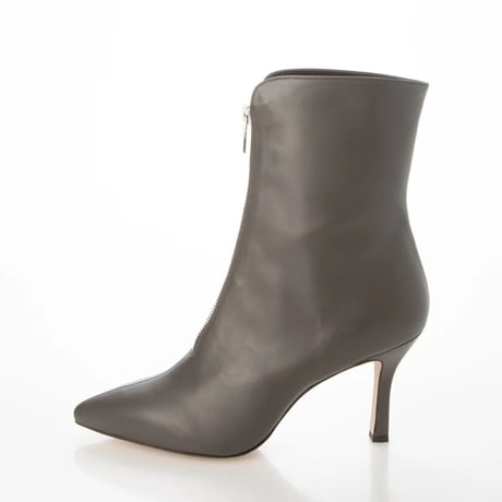 ポインテッドフロントジップショートブーツ/ Pointed front zip short boots L0246（GREIGE）