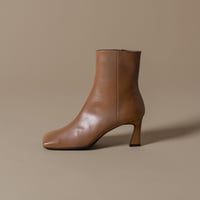 スクエアトゥルイヒールミドルブーツ/Square toe louis heel middle boots L0231（BROWN）