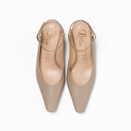 スクエアトゥネックベルトパンプス/Square Toe Neck Belt Pumps L0290 (PINK BEIGE)