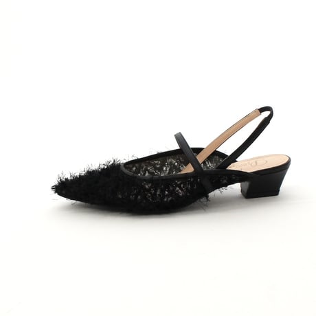 チュールスリングバッグパンプス / tulle slingback pumps L0296 BLACK/F