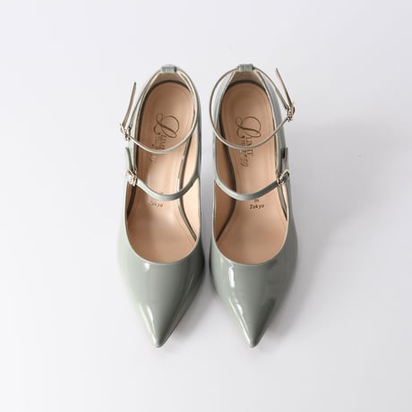 ポインテッドトゥストラップヒールパンプス / Pointed toe strap heel pumps L0211 (L.GREEN）