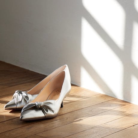 サイドリボンポインテッドパンプス/Side ribbon pointed pumps L0263 (SILVER)