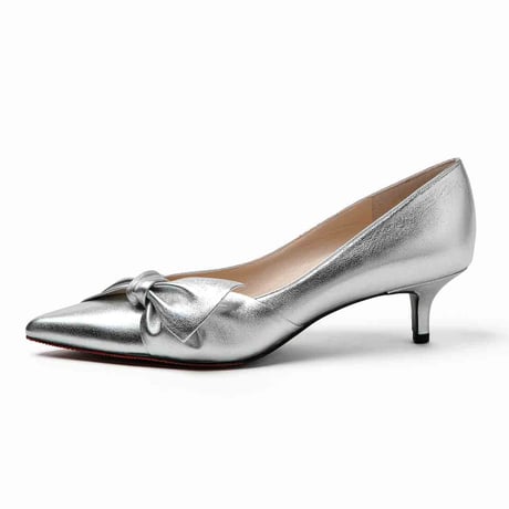 サイドリボンポインテッドパンプス/Side ribbon pointed pumps L0263 (SILVER)