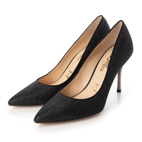 グリッターメッシュメタルヒールパンプス 9cm/Glitter mesh metal heel pumps L0235 (BLACK）