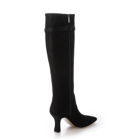 スクエアトゥバックルベルト付きロングブーツ/Square toe buckle belt long boots L0247（BLACK/N）
