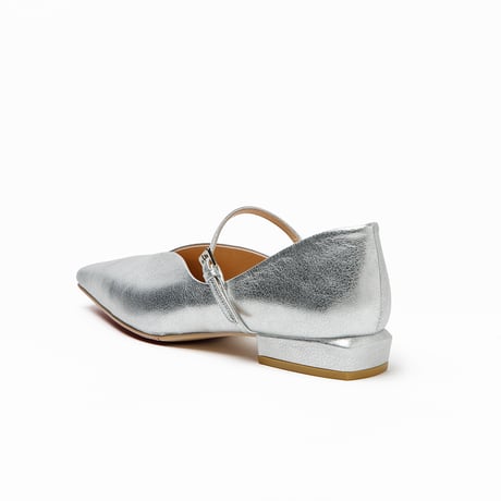 Vカットメリージェーンフラットパンプス/ V-cut Mary Jane Flat Pumps L0294 (SILVER)