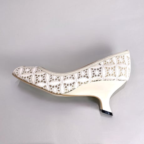 チュールオープントゥウェッジパンプス / Tule open toe wedge pumps L0267 (IVORY)