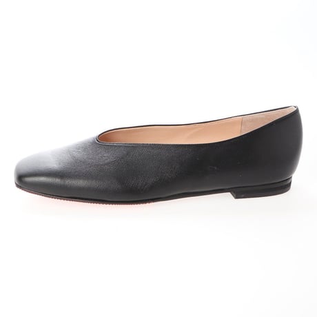 スクエアVカットフラットシューズ / Square V-Cut Flat Shoes L0205（BLACK）