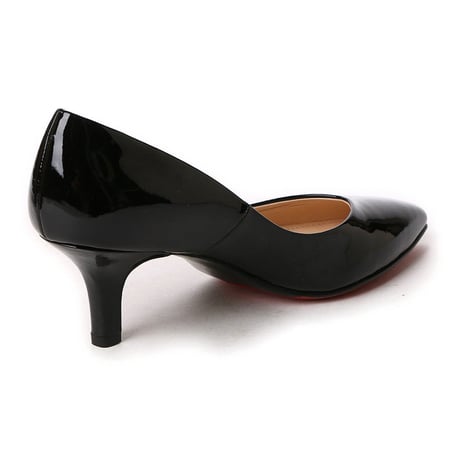 Vカットエナメルパンプス/ V-cut enamel pumps L0113（BLACK/E）