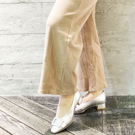 レザーフロントバックルパンプス/Leather front buckle pumps L0226 （SILVER）
