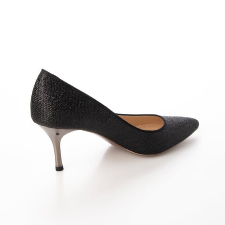 グリッターメッシュメタルヒールパンプス 7cm/Glitter mesh metal heel pumps L0234 （BLACK）