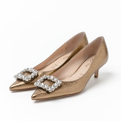 ビジューバックルポインテッドパンプス / Bijou buckle pointed pumps L0268 (B.GOLD)