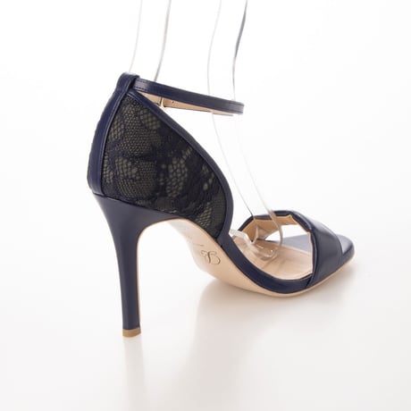 レースコンビネーションネックストラップサンダル/Lace combination neck strap sandals L0160 (NAVY）