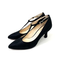 Tストラップ  ポインテット  グリッターヒール  パンプス/T-strap pointed toe glitter heel pumps L0111A  (BLACK)