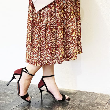 カラーパネルネックストラップサンダル/Color panel neck strap sandals L0219 (BLACK）