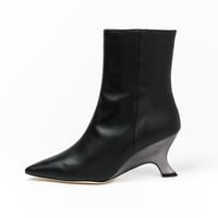 メタリックウェッジヒールショートブーツ/Metallic wedge heel short boots L0271 (BLACK)