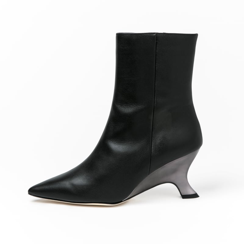 メタリックウェッジヒールショートブーツ/Metallic wedge heel short b