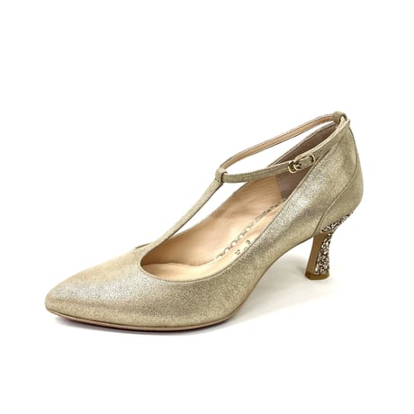 Tストラップ  ポインテット  グリッターヒール  パンプス/T-strap pointed toe glitter heel pumps L0111A  (LGO)