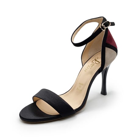 カラーパネルネックストラップサンダル/Color panel neck strap sandals L0219 (BLACK）