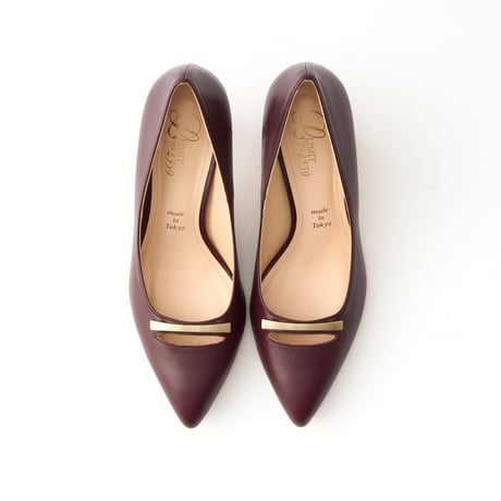 メタルプレート付ポインテッドパンプス/Metal plate pointed pumps L0282 (BORDEAUX)