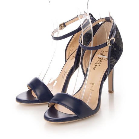 レースコンビネーションネックストラップサンダル/Lace combination neck strap sandals L0160 (NAVY）