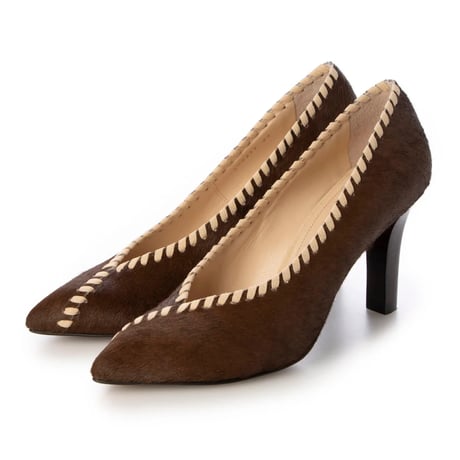 ポニーレザーデザインポインテットトゥパンプス/Pony leather design pointed toe pumps L0259 (BROWN)