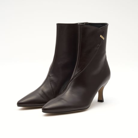 メタルモチーフポインテッドショートブーツ/metal motif Pointed Short Boots L0285（D.BROWN）