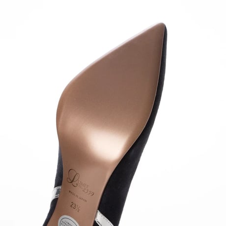 チュールコンビネーションポインテッドヒールパンプス/Tulle combination pointed heel pumps L0240 （NAVY）