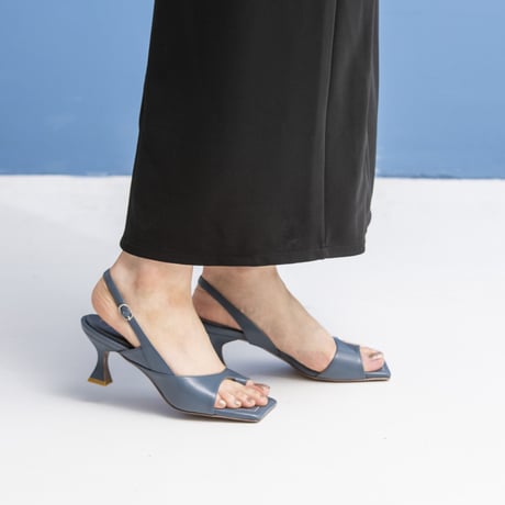 スクエアトゥバックストラップトングサンダル/Square toe back strap tong sandals L0238 (BLUE GRAY）