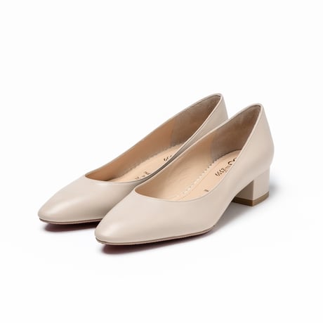 アーモンドトゥローヒールパンプス/Almond toe low heel pumps L0266 (IVORY)