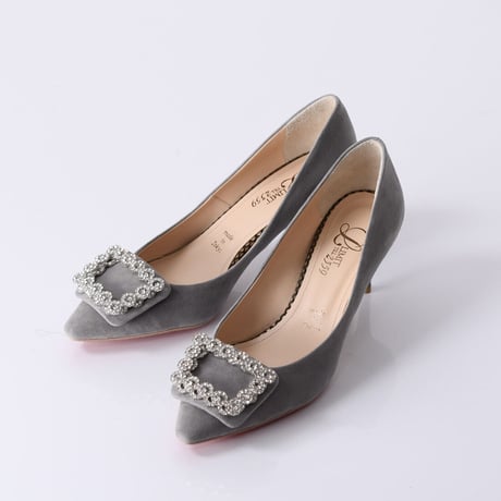 ビジューバックルヒールパンプス / Bijou buckle heel pumps L0221（L.GRAY/S）