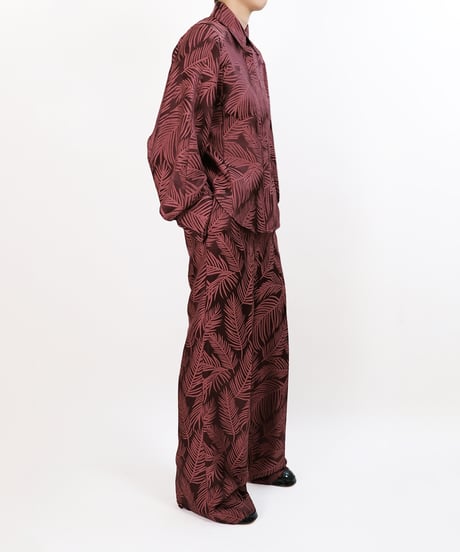 P-02/01 Leaf Jacquard Wide pants <BORDEAUX leaf>