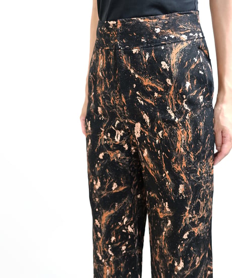 P-01 Stone foil Pants  <ORANGE BLACK>