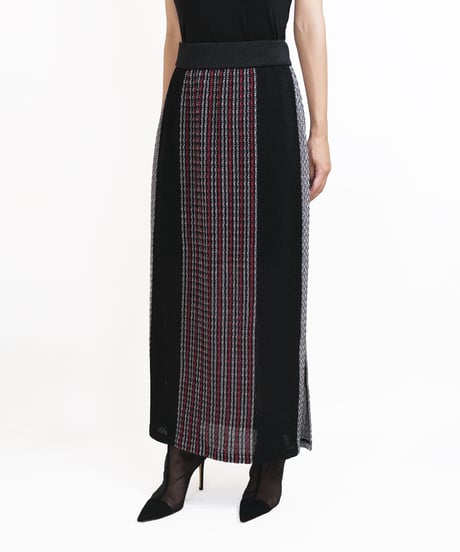 S-04 Stripe Knit Skirt <BLACK> sample