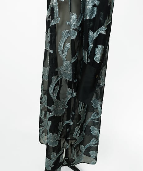 D-02 Iris Cut jacquard Long shirt one-piece [BLACK Flower] sample